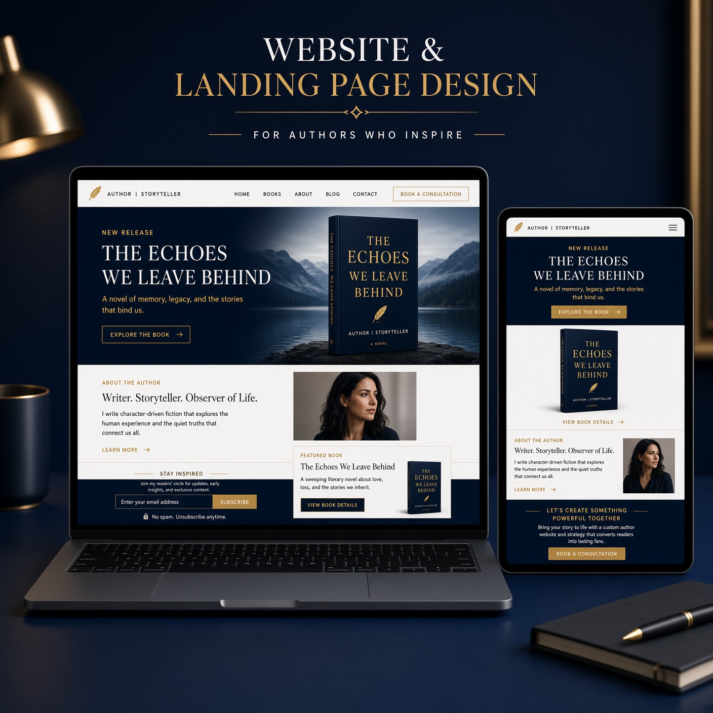 Website & Landing Page Design project example for authors